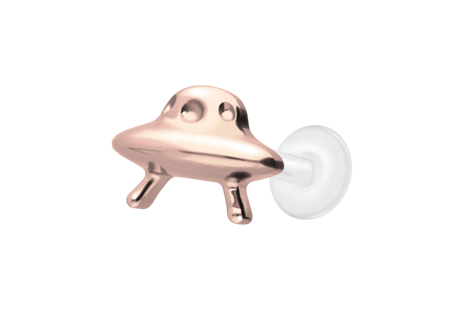 PTFE Labret Piercing mit Innengewinde + Titan-Aufsatz UFO